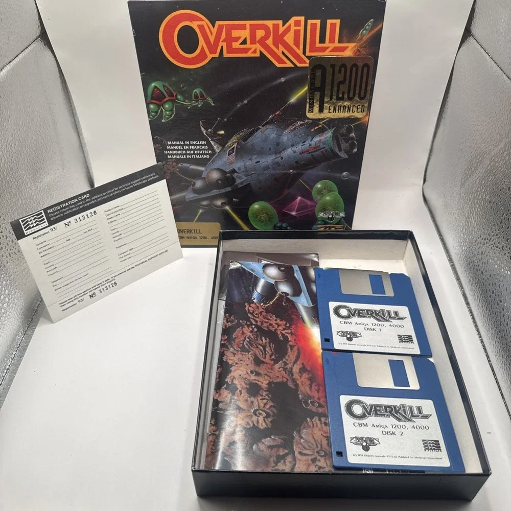 Overkill Commodore Amiga 1200 4000 Disks CIB COMPLETE W/ Poster & Reg Card